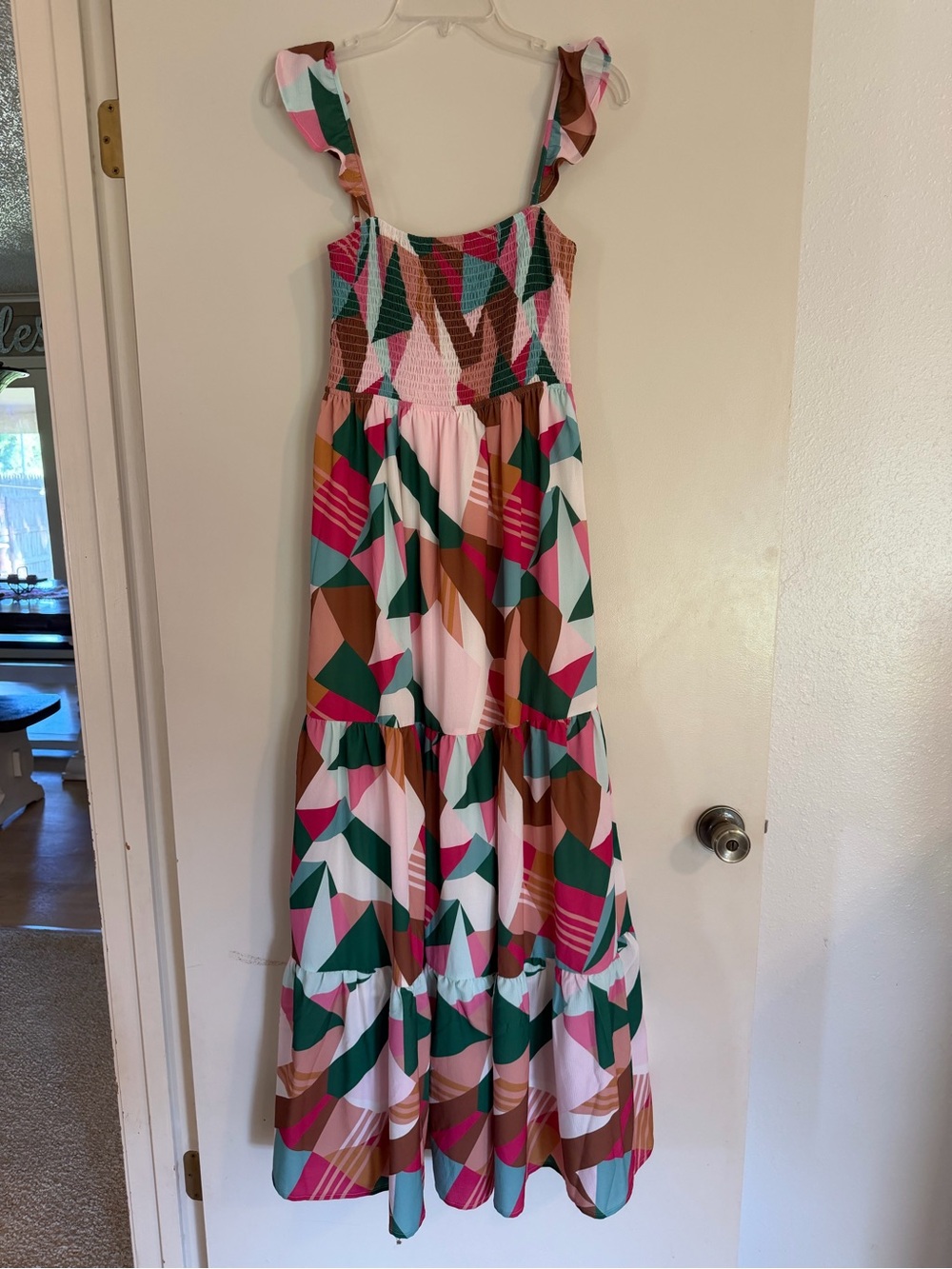 Sleeveless Multicolor Geometric Maxi Dress